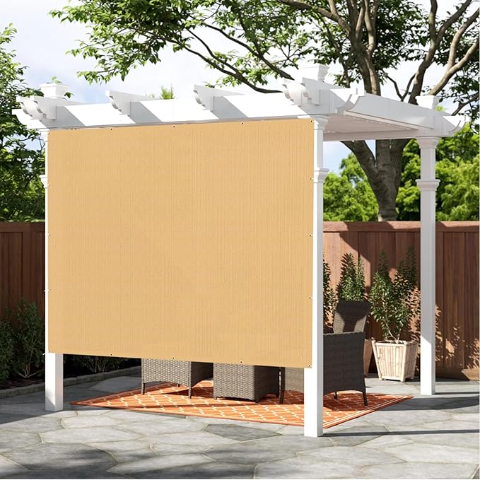 SUNNY GUARD Shade Cloth 4'x10'FT Sun Shade Screen Fabric HC-074 Shade Cover Tarp with Grommets for Pergola Backyard Garden,Sand
