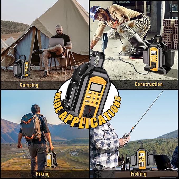 350W Power Inverter for Dewalt 20V 60V Li-ion Battery, 20V to 110V Pure Sine Wave Inverter with LED Light, Power Station Car Adapter Compact&Lightweight for Cars, RVs, Camping, Outdoor Use(Tool Only)