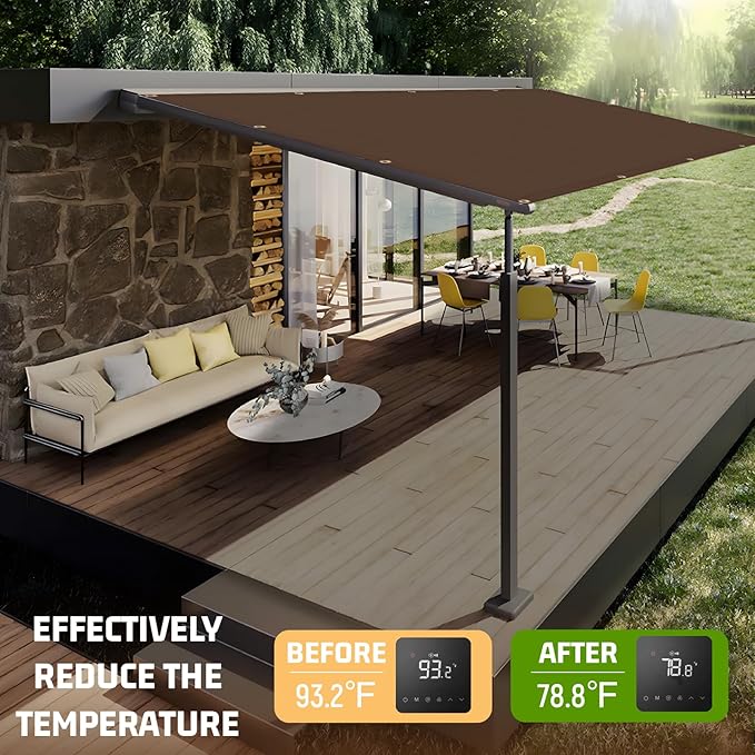 SUNNY GUARD Shade Cloth Custom Size 11x24 FT Sun Shade Screen Fabric Shade Cover Tarp with Grommets for Pergola Backyard Garden, Brown(We Customized)
