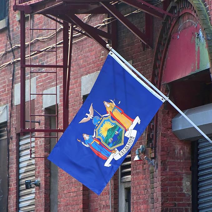 AMZFLAG New York State Flag 3x5 ft Outdoor, Double Sided Heavy Duty 3 Ply NY State of New York Flag with 2 Brass Grommets Thick Material