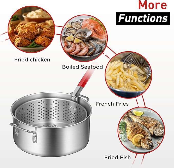 Red Mountain Valley 10.5-Quart Outdoor Propane Fish Fryer with Aluminum Filter Basket and Thermometer for frying fish, wings, 50,000 BTU Gas Propane Deep Fryer, 0-5 PSI Regulator, Full CSA Approved