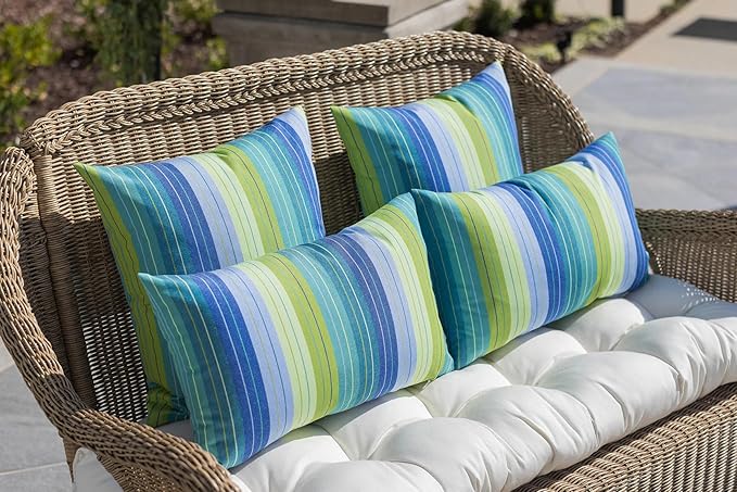 RSH DECOR: Sunbrella Play Jumbo Lumbar Pillows Set of 2 | 26" x 16" | Water and Fade-Resistant Performance Fabric | Outdoor Pillow Covers with Down-Alternative Inserts | Play Mocha