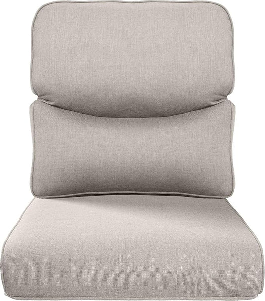 Pop 22x25/22x24 Outdoor Replacement Cushion - 1 Set High Back Deep Seat Patio Furniture Cushions for Rattan Dining Swivel Rocking Chairs Rattan Loveseat Couch Sectional Sofa - Beige/Smile