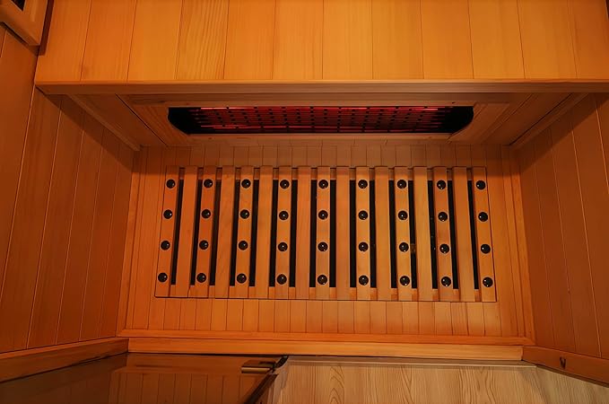 Far Infrared Wooden Sauna 2 Person, Canadian Hemlock Sauna, 120V, 1750 W, 8 Heating Element, 7 Color Light, Oxygen Bar(100-149 ℉) Fast Delivery