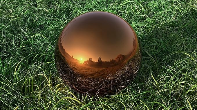 Lulu Decor, Dark Copper Stainless Steel Gazing Mirror Ball Size 14, Smooth Reflective Shiny Garden Decoration Globe