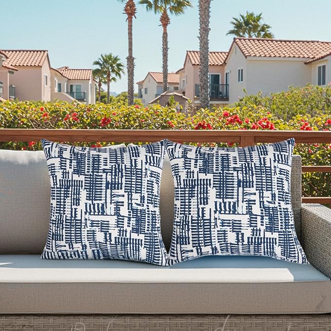Outdoor Throw Pillows Waterproof Covers 2 Pack 18×18 Inch, Decorative Toss Pillows Covers, Rain-Proof, Fade Resistant for Patio Furniture, Sofa, Couch, Garden