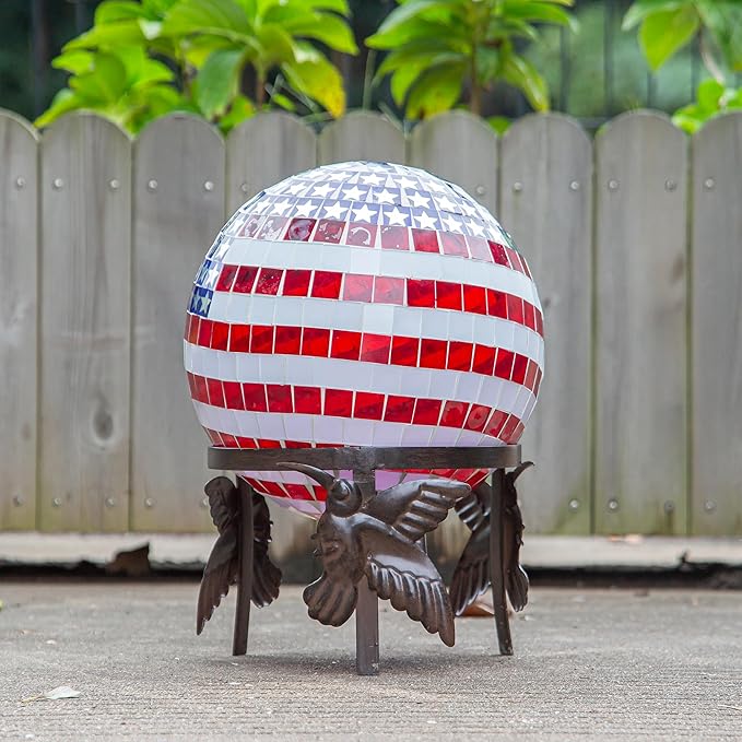 Topadorn Metal Gazing Ball Stand Garden Hardware Metal Stand for 10" or 12" Gazing Globes,Hummingbird