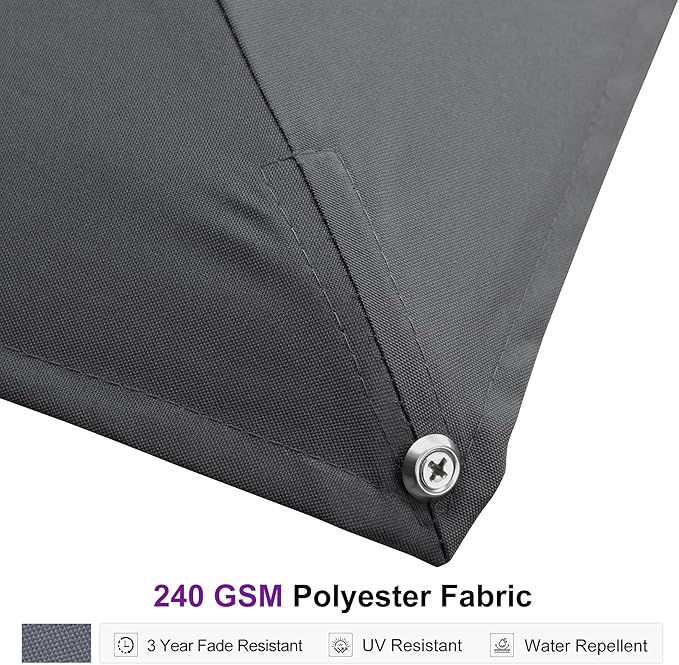 PURPLE LEAF 9' X 12' Rectangle Patio Umbrella with Base Large Cantilever Outdoor Umbrella Offset Umbrella with 360-degree Rotation Garden for Deck Backyard Pool Grey