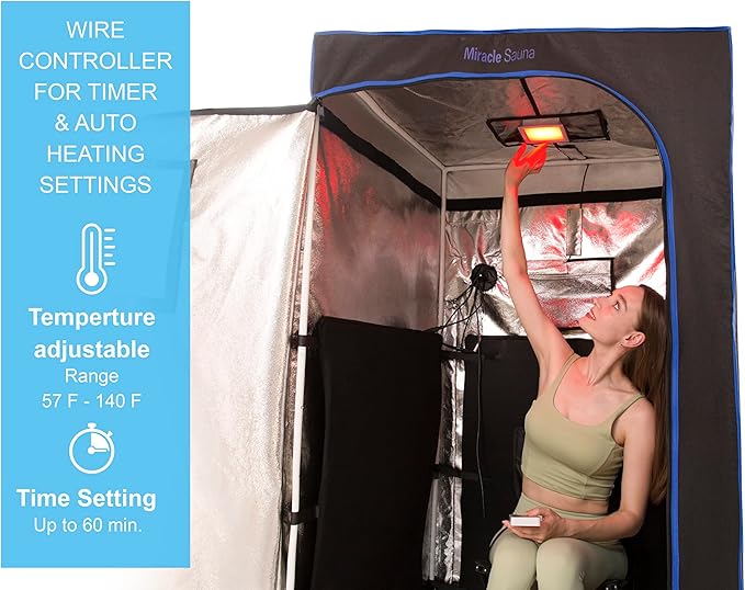 The Miracle Sauna - Full-Size Portable Far Infrared Sauna with Side Panels, Heated Floor Mat, and Portable Chair - Experience Personal Portable Spa for Complete Relaxation.