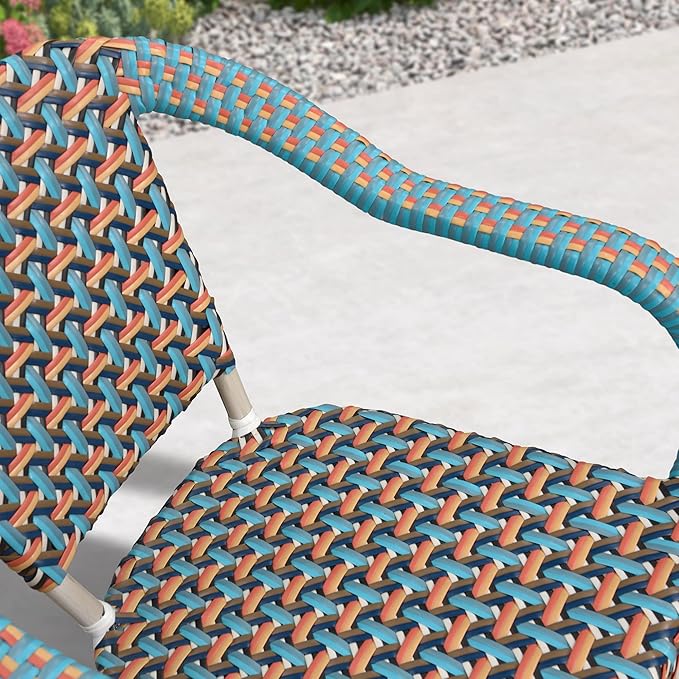 PURPLE LEAF 9 Pieces Outdoor Table and Chair Set Patio Furniture Set with Large Square Table and 10 French Dining Chairs for Poolside Deck Colorful Patio Dining Set