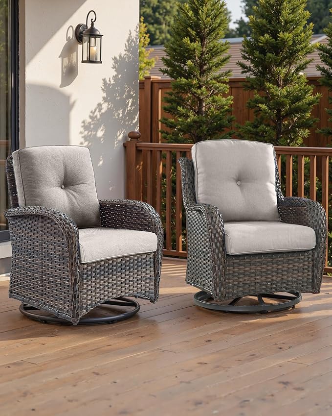 Pop 22x25/22x24 Outdoor Chair Cushions Set of 4 - Heavy Duty High Back Replacement Zippered Cushion for Patio Furniture Set Dining Rocking Chairs Loveseat L-Shape Sofa - Beige/Button