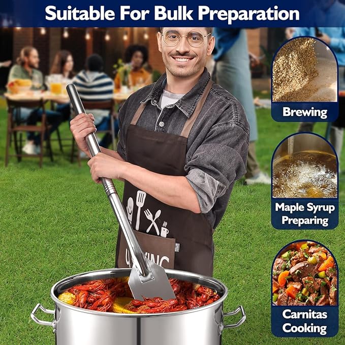 ARC 40QT Seafood Boiling Kit, 200,000BTU Propane Burner and 36" Mixing Paddle, Crawfish Boil Pot w/Basket and Steamer Rack, Outdoors Cooking and Steaming, Large Turkey Fryer Pot, Lobster Shrimp Pot