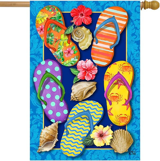 Paradise Flip Flops Summer House Flag 28 x 40 Briarwood Lane