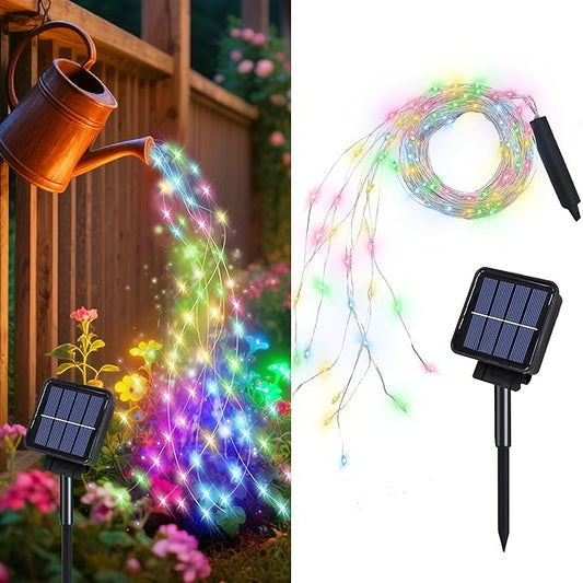 ANGMLN Solar Fairy String Lights Outside, 10 Strand 200 LEDs 8 Modes Watering Can Light for Outdoor（No Can）, Firefly Bunch Lights Waterproof Solar Powered Waterfall Lights for Garden Decor