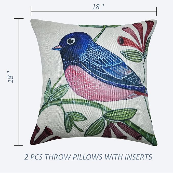 Outdoor Throw Pillows Waterproof Set of 2 Patio Pillows 18×18 Inch Decorative Pillows for Bed, Couch, Sofa and Patio Furniture