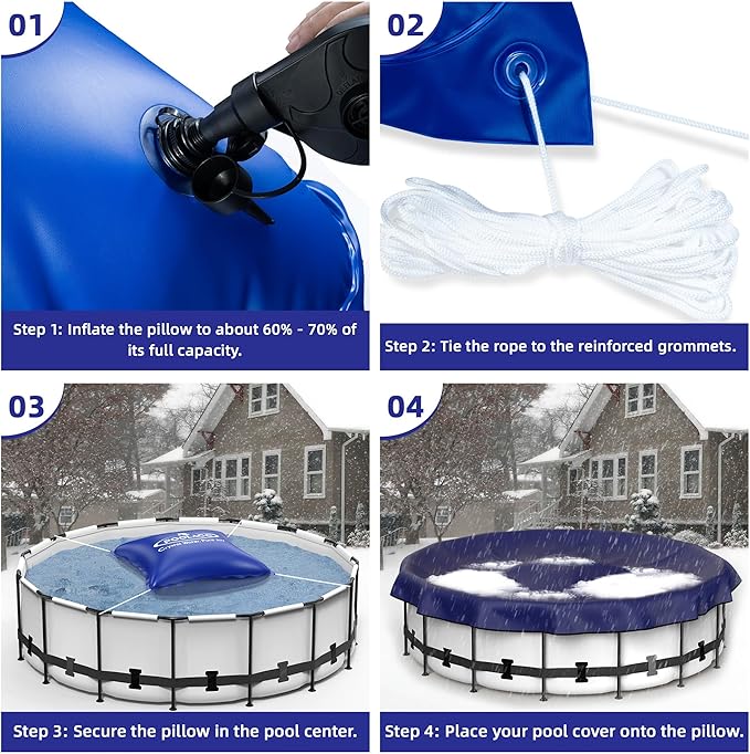 Pool Pillows for Above Ground Pools Winterizing, Extra Durable Cold-Resistant Inflatable PVC Air Pillow for Swimming Pool Winter Protection, Winter Pool Closing Kit(4 X 4, 2 Pack)