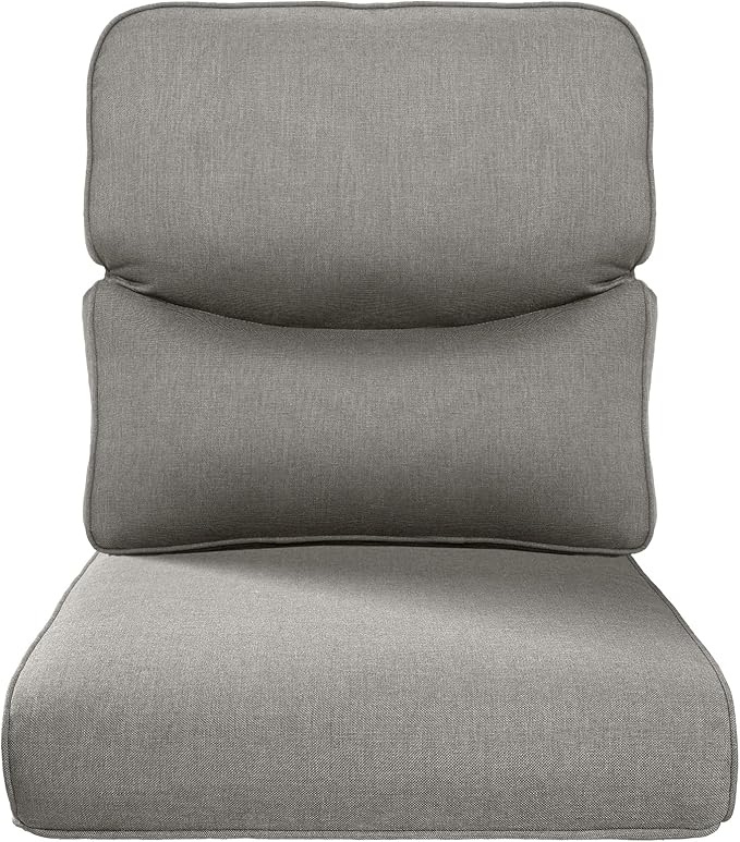 Pop 22x25/22x24 Outdoor Replacement Cushions - 1 Set High Back Deep Seat Patio Furniture Cushion for Wicker Dining Swivel Rocking Chairs Rattan Loveseat Couch Sectional Sofa - Grey/Smile