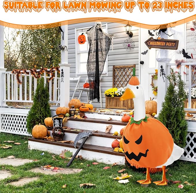 Halloween Goose Outfit,Pumpkin Goose Costume with Hat,Premium Soft Fabric Goose Outfit,Yard Silly Lawn Duck Shirt for 23'' Cement Porch Goose Duck Decorations,Outdoor Patio Yard Lawn Decoration
