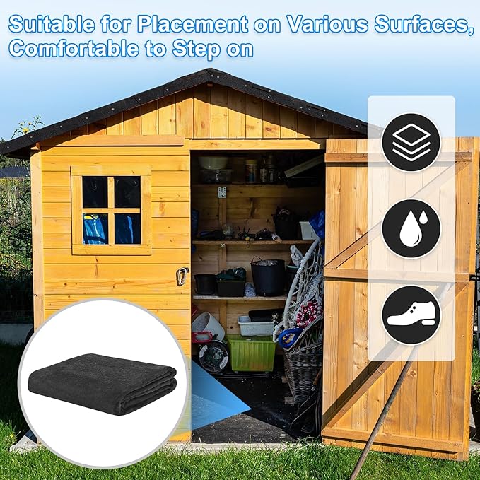 3 mm Thickened Outdoor Storage Shed Mat, 5x6 ft Waterproof Shed Flooring Mat for Patio Furniture Floor Protecting from Wear/Liquid/Dust/Oil, Non-Slip Felt Rubber Rug Pad [Grey]