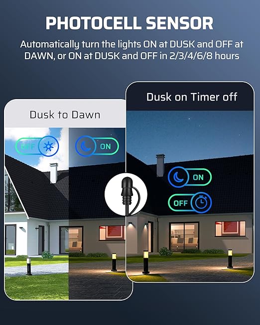 DEWENWILS 300W Low Voltage Landscape Transformer, Outdoor Low Voltage Transformer with Photocell Sensor & Timer, 120V AC to 12V DC, Landscape Lighting Transformer for Spotlight Garden Light Steplight