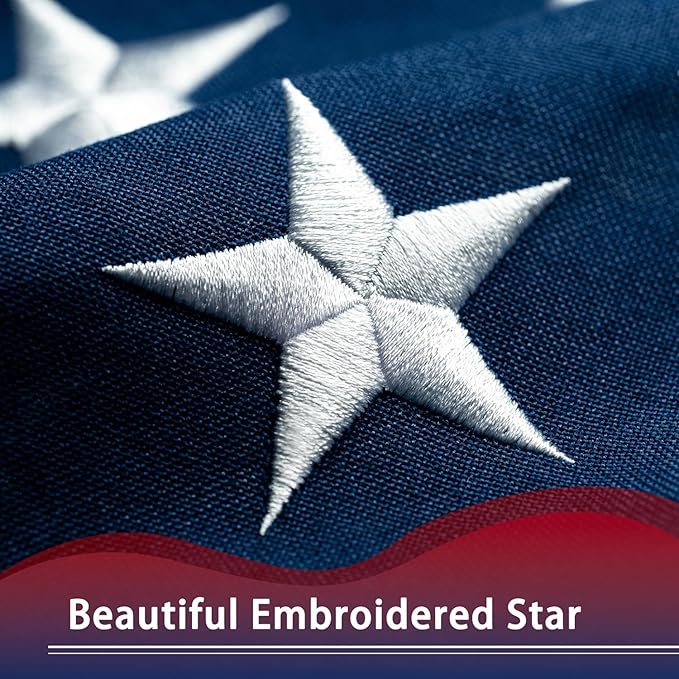 American Flag 5x8 ft Deluxe Super Tough Series, Heavy Duty Spun Polyester, 3 Brass Grommets, All Weather Large US Flag USA High Wind with Embroidered Stars, Oversized Flags Outdoor Outside