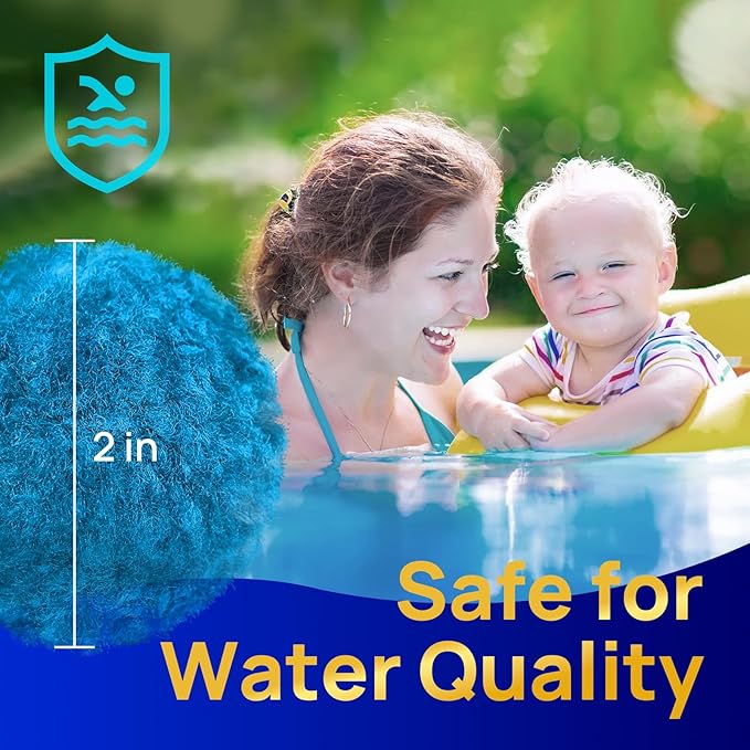 AQUASTRONG Pool Filter Balls for Sand Filter Pump, 3.1 lbs Reusable Sand Filter Balls (Replaces 100 lbs of Sand), Efficient Blue Filter Balls for Swimming Pools, Filter Pumps, Aquariums