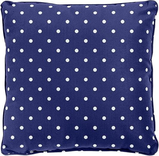 BrylaneHome 16" Square Toss Pillow - Patio & Outdoor - Patio & Outdoor - Water, Stain & Fade Resistant - Evening Blue Dot