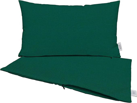 RSH DECOR: Sunbrella Pillow Covers Set of 2 | Covers Only - 20" x 12" | Outdoor Lumbar Pillow Covers Crafted with Sunbrella Performance Fabric | Canvas Forest Green