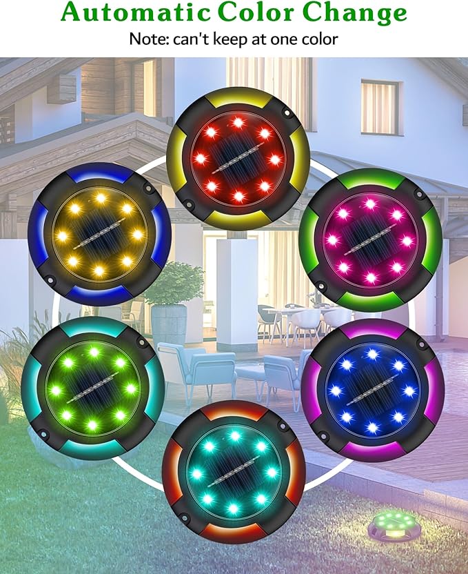 Biling Solar Pathway Lights Outdoor Uplight Sidelight, 8 Packs Multi Color Solar Ground Lights Waterproof for Yard Walkway Garden Halloween Decorations