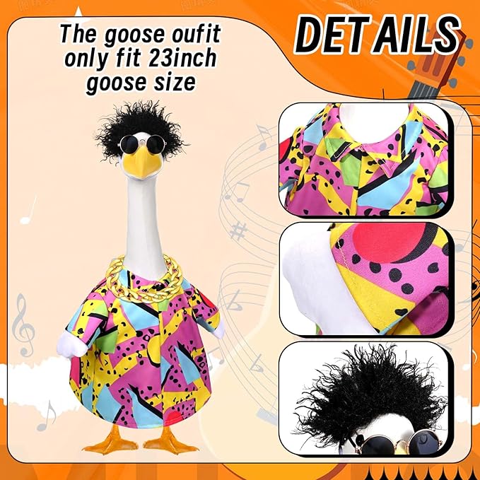 Hip Hop Porch Goose Outfits Cement Statue Concrete Goose Outdoor Patio Garden Concrete Lawn Goose Yard Decor (Singer)