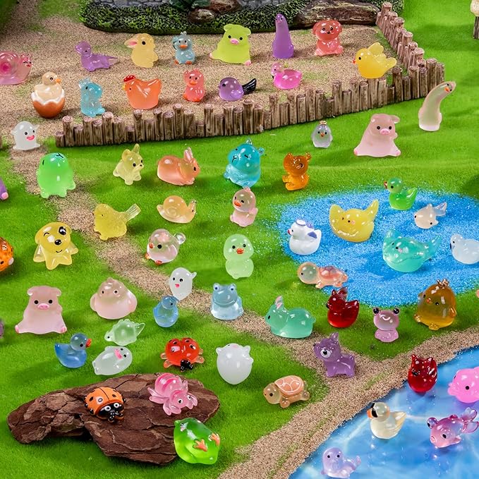 72 Styles Mini Resin Animals 72pcs Variety Tiny Animals Figures Miniature Little Small Figurines Bulk for Micro Fairy Garden Landscape Accessories Hide Decor Aquarium