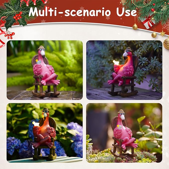 Flamingo Statue for Outdoor Garden Statue - Resin Flamingo Fairy Garden Decor - Suitable for Home Desk Garden Lawn Patio Porch Decor, Unique Gifts for Mom Grandma (8.1 inch)