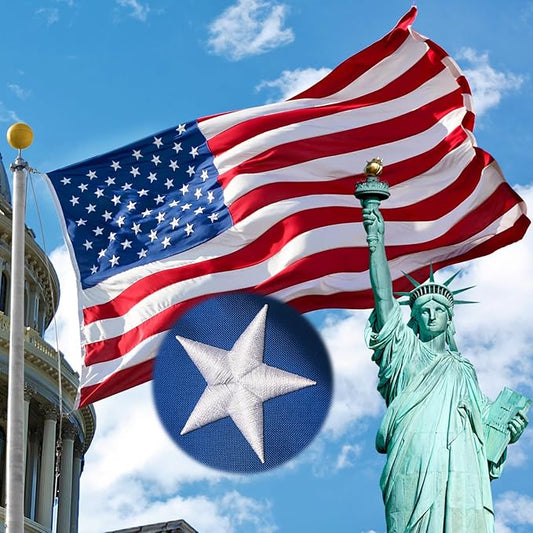 Long-Lasting Heavy-Duty 3x5 USA Flag, 3x5 American Flag Outdoor Heavy Duty,3by 5 American Flag,US Flags,3' x 5' America Flag,Premium Outdoor Banner with Embroidered Stars,Windproof Brass Grommets