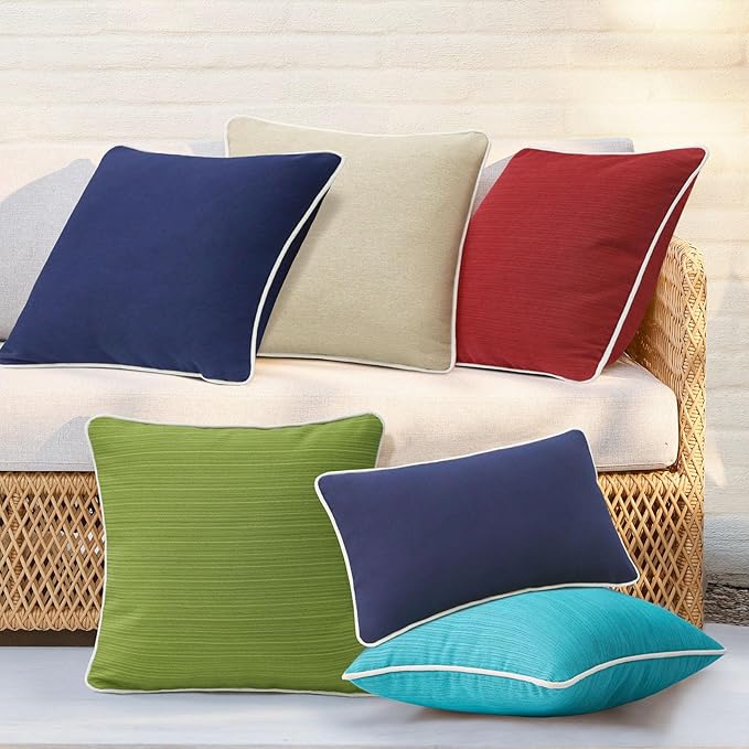 Decorative Outdoor Water Repellent Throw Pillows with Inserts, Set of 4, 20" x20" Pillows for Patio, Backyard, Bed, Couch, and Patio Furniture, Lawn Green