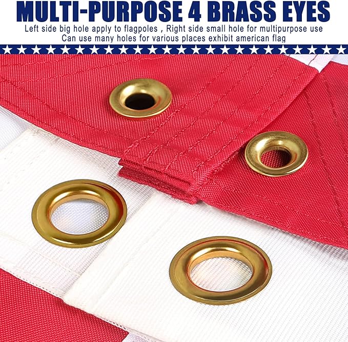 American Flag 2x3 Ft, Four Brass Grommets Multipurpose US Flag, Embroidered Stars, Sewn Stripes, Outdoor Heavy Duty Durable USA Flags, Hanging Indoor/Bedroom/Room/Wall American Flag