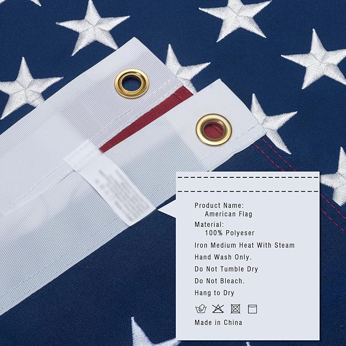American Flag 8x12 Ft for Outside Longest Lasting- Ultra Durable, Tear-Proof Heavy Duty Spun Polyester US USA Flags - Fade Resistant, Embroidered Stars, Sewn Stripes, Brass Grommets - Outdoor Decor