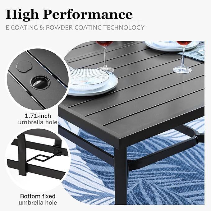HERA'S HOUSE Outdoor Dining Sets for 8, 9 Pieces Patio Table and Chairs Set, 83” Rectangle Metal Table with Textilene Chairs for Backyard Garden Lawn