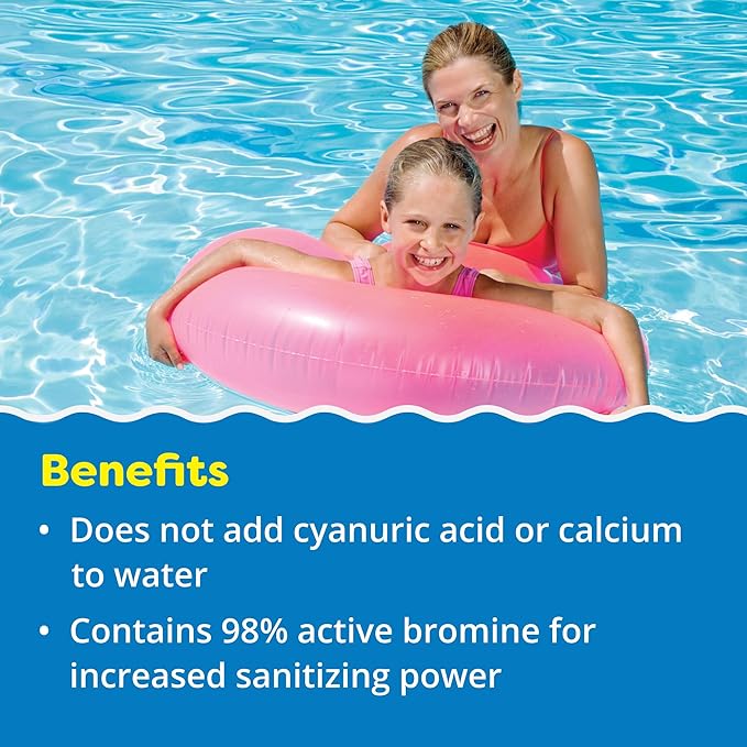 In The Swim 1 Inch Bromine Plus Tablet Sanitizer for Spas, Hot Tubs, or Swimming Pools - Pre-Stabilized, Low Odor, Chlorine Alternative – 3.5 Pounds