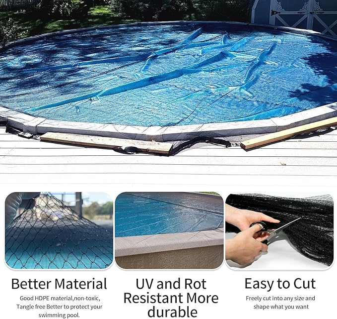 21 Feet Round Pool Leaf Net Cover - Pool Net Cover with 12 Pcs Swimming Pool Cover Clips - Leaf Net for 18FT Above Ground Pools