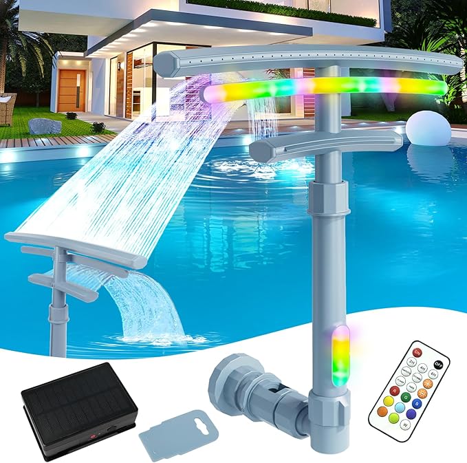 Pool Fountain for Above and Inground Pools,Upgraded Dual Spray Pool Aerator with 9-Color LED Lights and 4 Modes, 360° Adjustable Pool Sprinkler Fountain Pool Cooler Pool Accessories Pool Decor