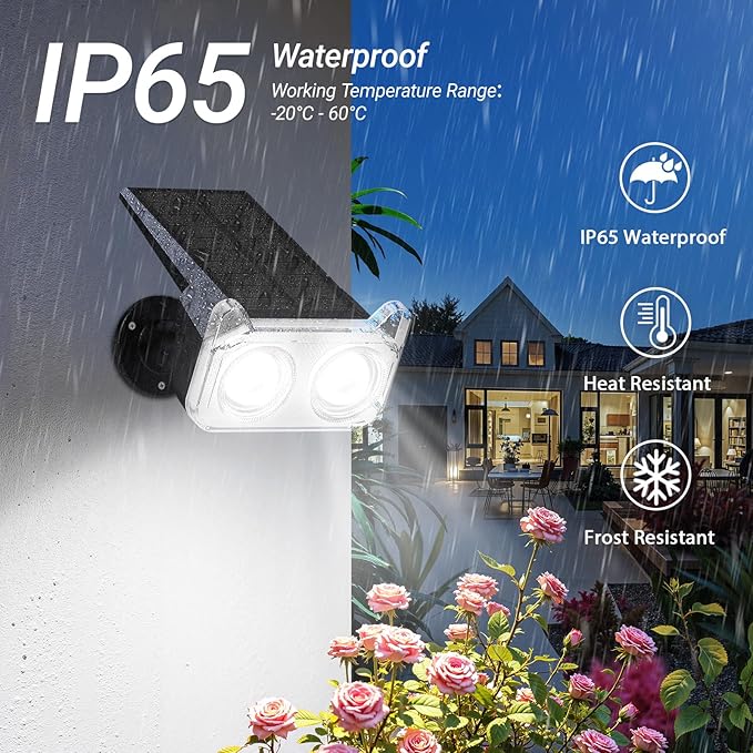 LETMY Solar Spot Lights Outdoor Waterproof with Bigger LED, 6 Pack Auto ON/OFF 135°Adjustable Solar Lights Outdoor, 2-in-1 Wall Lights & 2 Modes Landscape Spotlights for Tree Yard Pathway Garden Decor