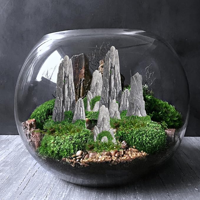 NOLITOY Simulated Rockery Ornaments Set of 8 - Realistic Miniature Garden Decor for Bonsai Home and Office Decoration Perfect for Micro Landscapes