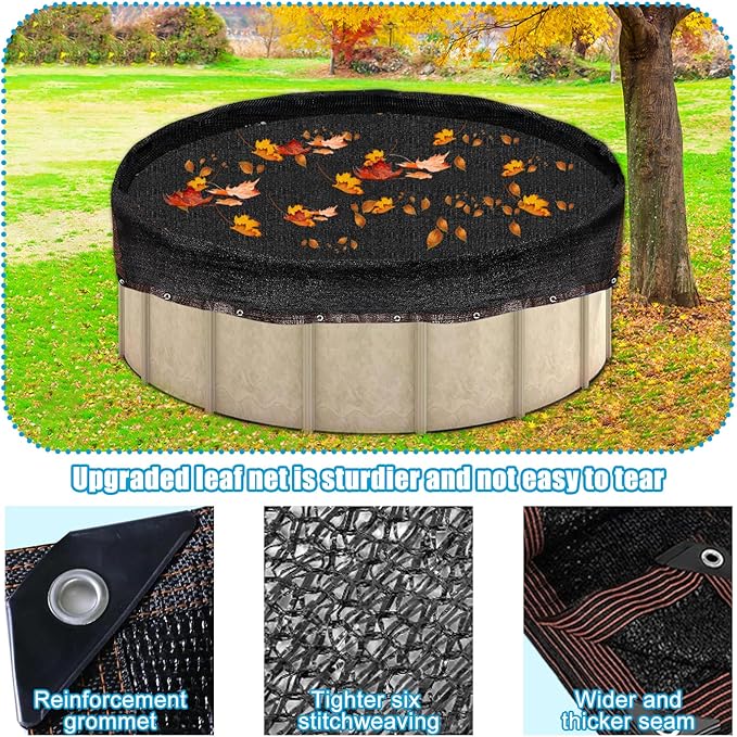 28ft Round Leaf Net Pool Covers for Above Ground Pool - Winter Cover Mesh Cover，29.5ft Mesh Swimming Pool Cover，Pool Safety Net Fits 28FT Above Ground Pools,Cover Size: 29.5 X 29.5 FT（Square）