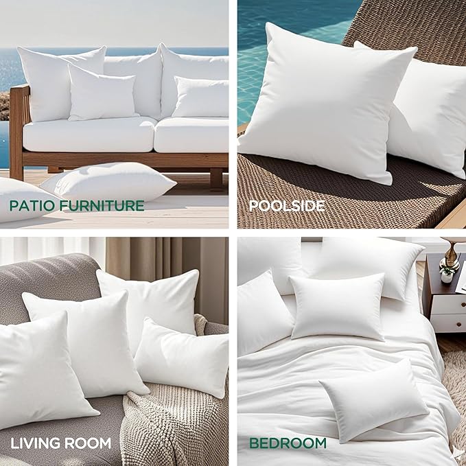 Codi 18x18 Outdoor Pillow Inserts Set of 4, Premium Throw Pillows Waterproof for Patio Furniture