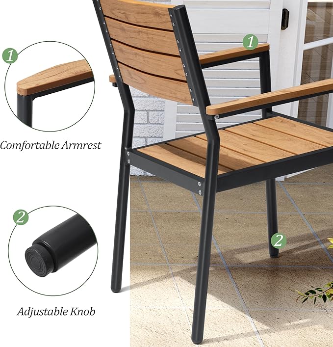 Pellebant 11 Piece Patio Table and Chairs Set for 10, Aluminum Outdoor Dining Set with Umbrella Hole, Stackable Dining Chairs & 94" Dining Table, Brown