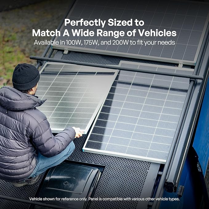 200W Solar Panel N-Type 16BB, 24V RV Solar Panel 200 Watt, 25% High Efficiency, IP67 Monocrystalline PV Module Solar Charger for Roof Boat Camping Van Trailer Cabin Off-Grid Applications