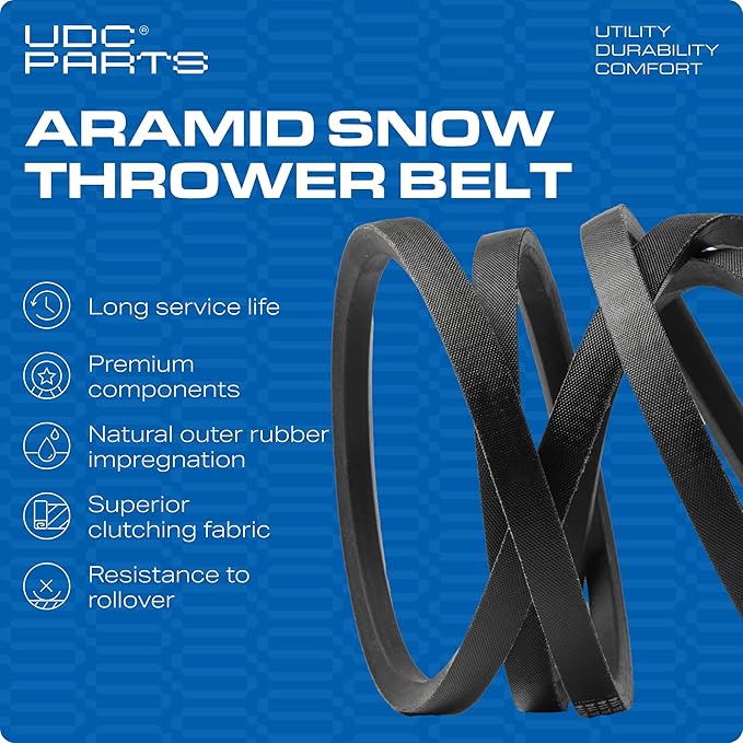 UDC Parts Snow Thrower Auger Belt 754-04195 / Aramid Cord / 37.00 inch/for Troy Bilt Cub Cadet Craftsman MTD 754-04195A 954-04195A 954-04195