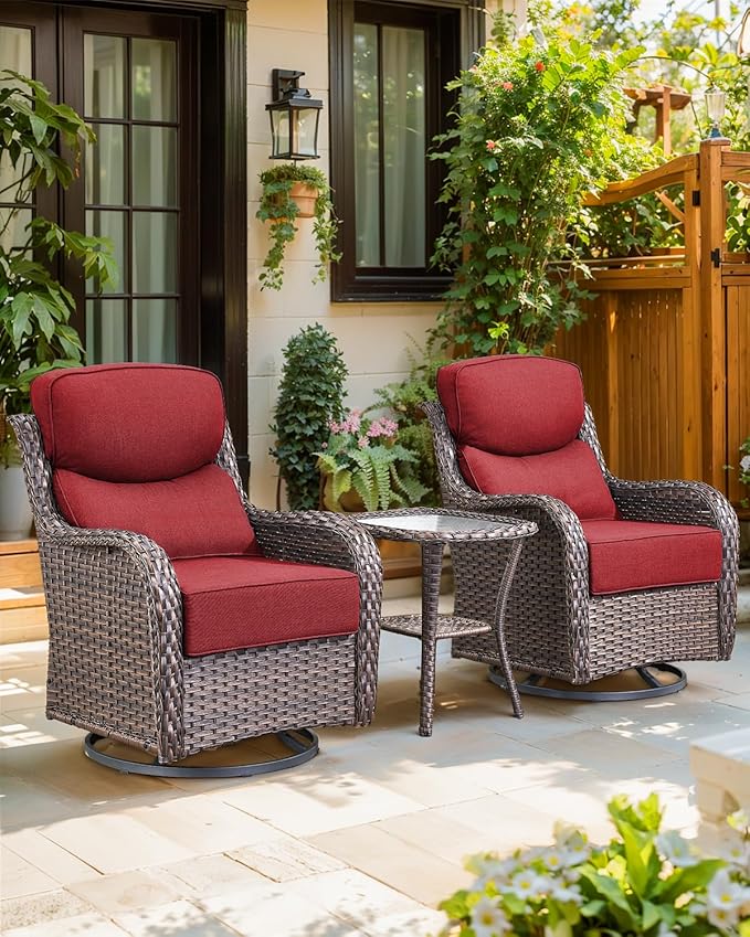 Luxury 24x24x6 Inch Smile Patio Dining Chair Cushions Set of 4 - Heavy Duty Water Slashproof Outdoor Seat Cushion for Outside Furniture Swivel Chairs Loveseat L-Shape Sofa - Red