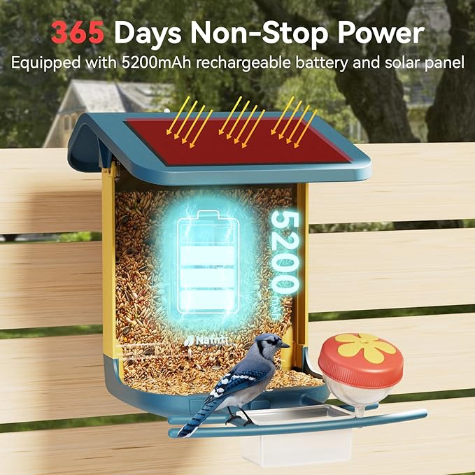 Bird Feeder with Camera, Support 2.4GHz/5GHz, 2K Live Steam for Outdoor, 1.8L Large Capacity, AI Identify Auto Capture Videos, Camera Bird Feeders for Outside, Ideal Gift for BirdLovers