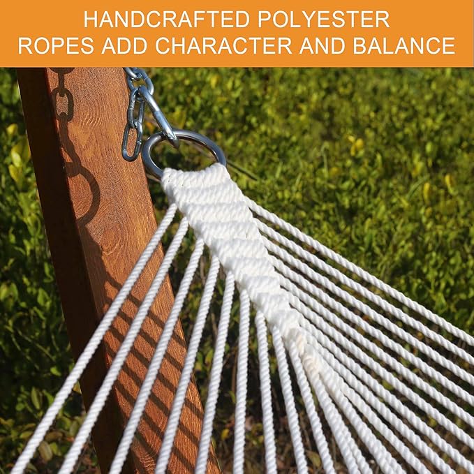 Lazy Daze Hammocks 12 FT Double Quilted Fabric Hammock and 13 FT Brown Wood Arc Stand, with Spreader Bar, Removable Pillow, 2 Person Hammock for Outdoor Patio Poolside, 450 lb Capacity, Brown